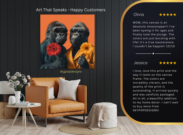 Gorillas With Flowers Art - View 8
