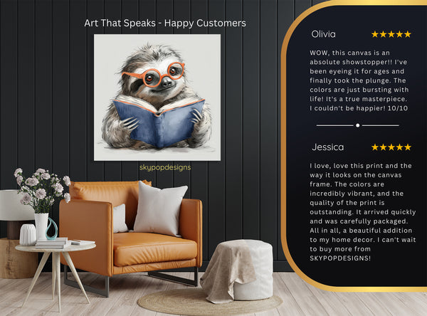 Sloth Bookworm Art - View 8