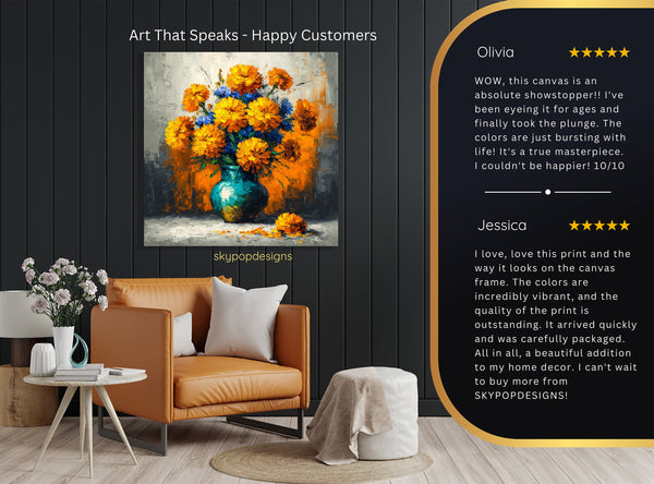 Vibrant Marigold Bouquet Art - View 8