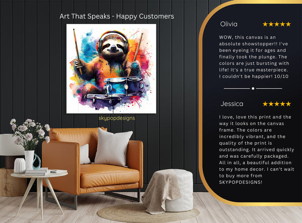 Sloth Drummer Art - View 8