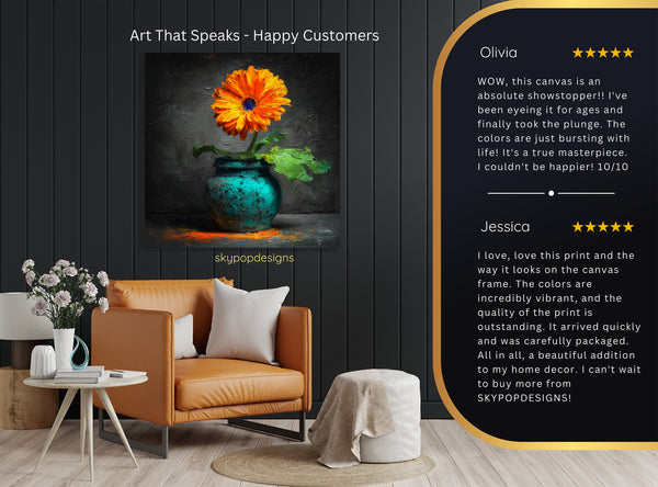 Orange Gerbera Daisy Art - View 8