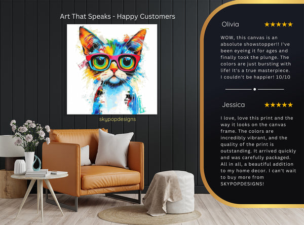 Hipster Cat in Glasses Art - View 8