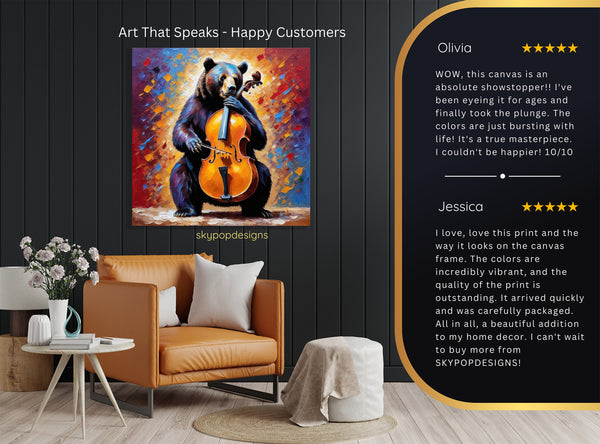 Bear Playing Cello Art - View 8