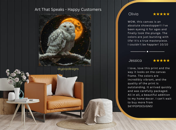 Snowy Owl Moonscape Art - View 8
