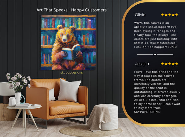 Bear Reading Books Art - View 8