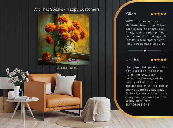 Marigold Bouquet Art - View 8