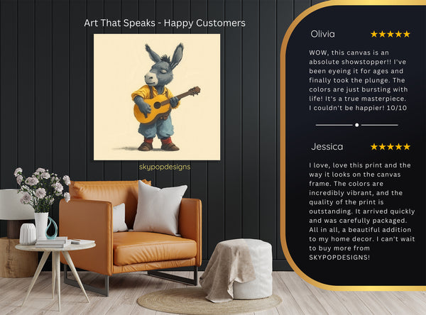 Donkey Playing Guitar Art - View 8