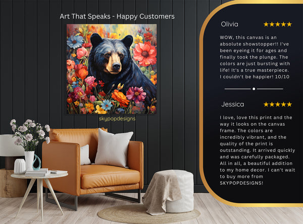 Bear Amongst Flowers Art - View 8