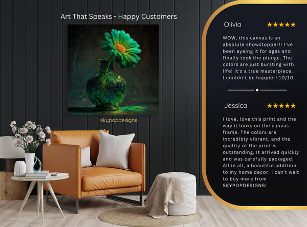 Emerald Bloom Vase Art - View 8