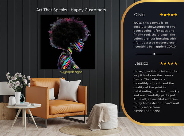 Rainbow Streaks Afro Woman Art - View 8