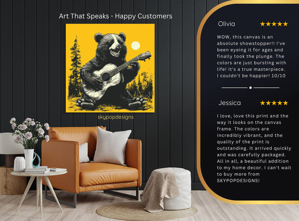 Bear Playing Guitar Moon Art - View 8