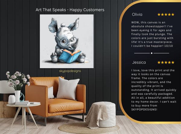 Rhino Reading Art - View 8