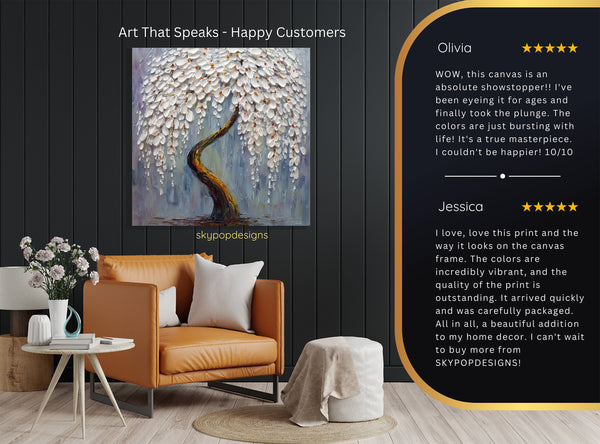 White Blossom Tree Art - View 8