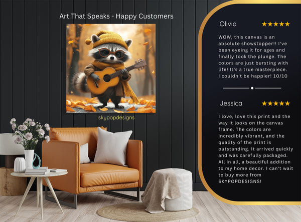 Raccoon Guitar Art - View 8