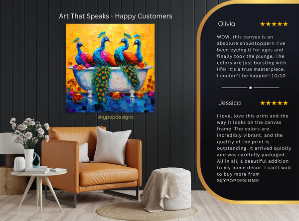 Peacock Bath Time Art - View 8