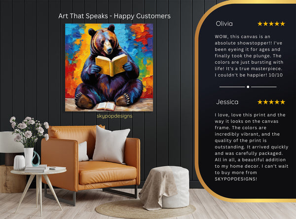 Bear Reading Book Art - View 8