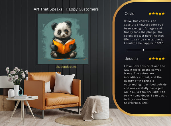 Panda Reading Art - View 8