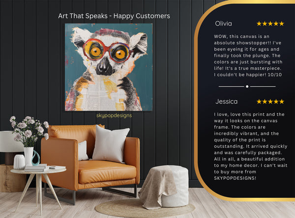 Lemur with Glasses Art - View 8