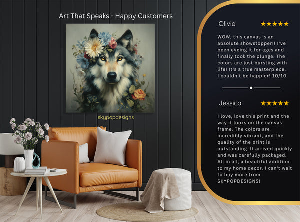 Wolf Floral Crown Art - View 8