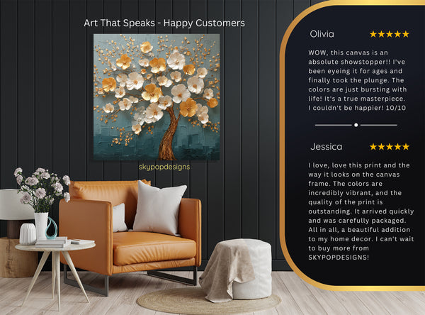 Golden Blossom Tree Art - View 8