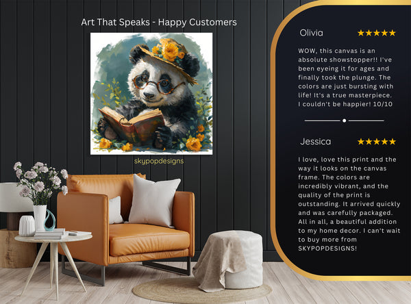 Panda Reading Book Art - View 8