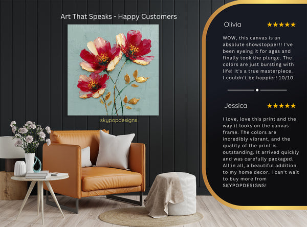 Red Floral Art - View 8
