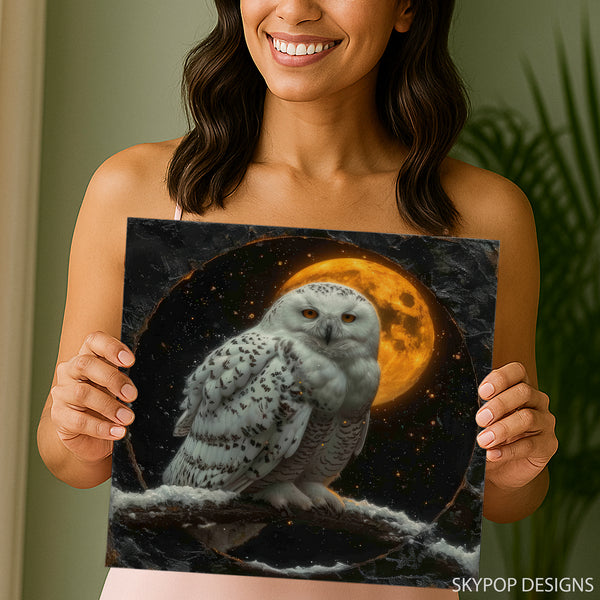 Snowy Owl Moonscape Art - View 9