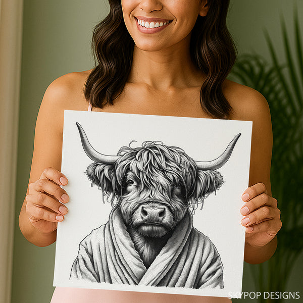 Highland Cow Robe Art - View 9