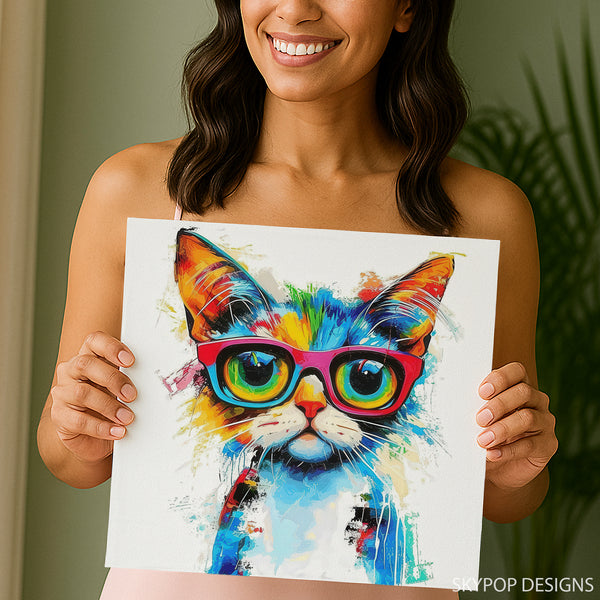 Hipster Cat in Glasses Art - View 9