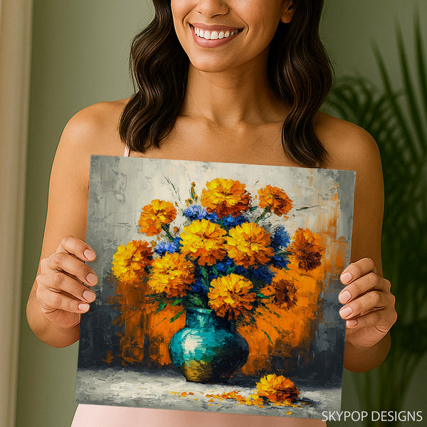 Vibrant Marigold Bouquet Art - View 9