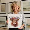 Highland Cow Floral Crown Art - View 9