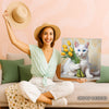 White Cat With Yellow Tulips Art - View 9