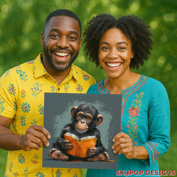 Chimpanzee Reading Art - View 9