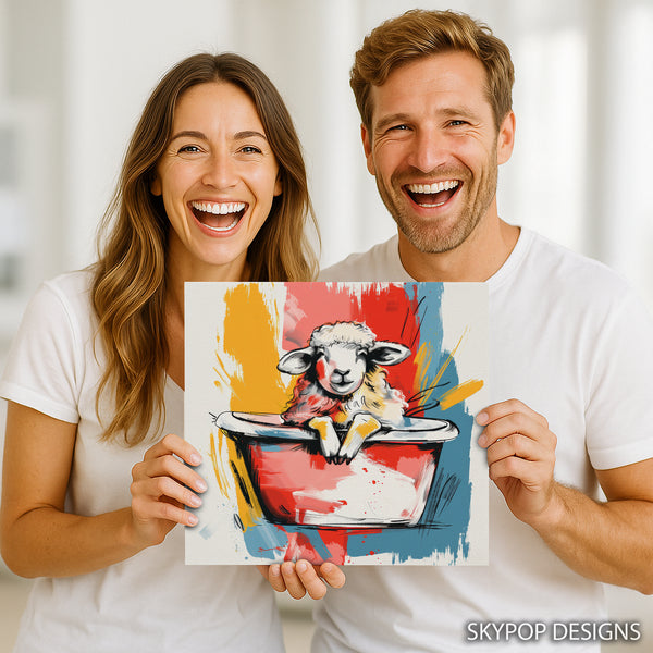 Sheep in Bathtub Art - View 9