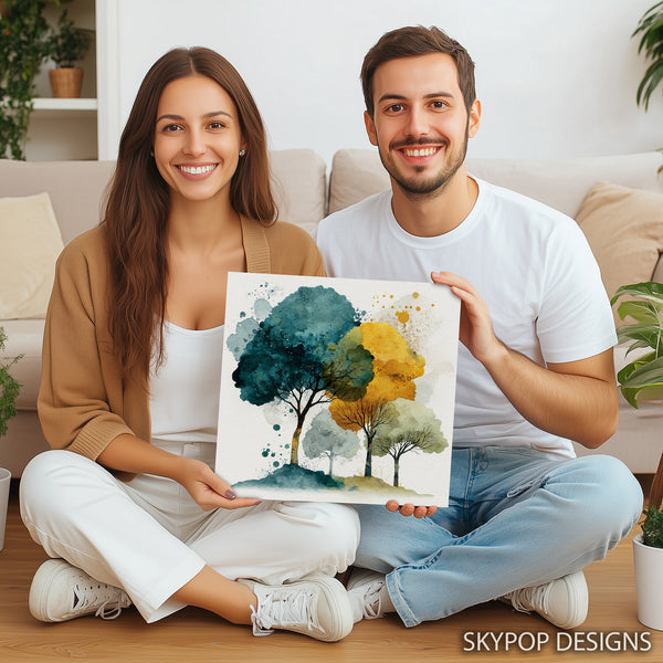 Watercolor Trees Art - View 9