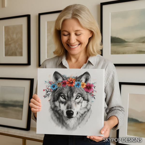Wolf Floral Crown Art - View 9
