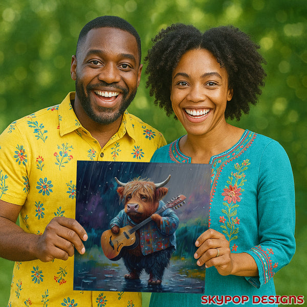 Highland Cow Guitarist Art - View 9