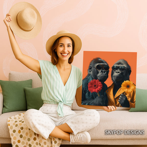 Gorillas With Flowers Art - View 9