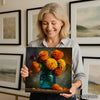 Marigolds in Teal Jar Art - View 9
