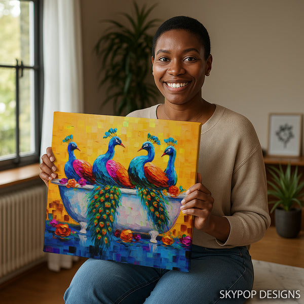 Peacock Bath Time Art - View 9