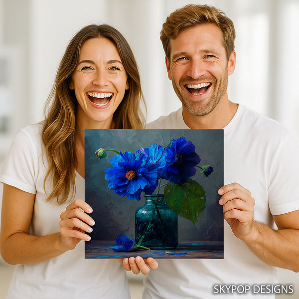Deep Blue Floral Art - View 9