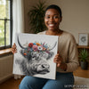 Highland Cow Floral Crown Art - View 9