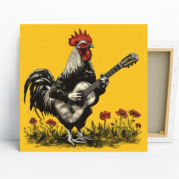 Rooster Playing Guitar Art