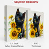 Black Cat and Sunflowers Art - View 2