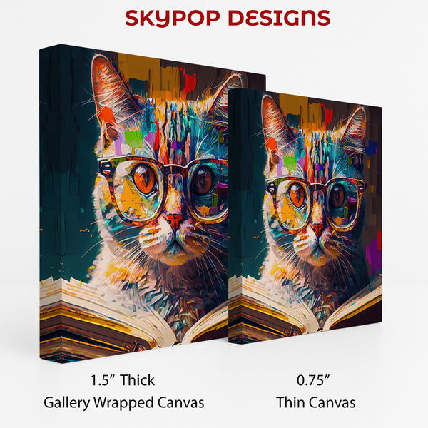 Colorful Cat Reading Art - View 2