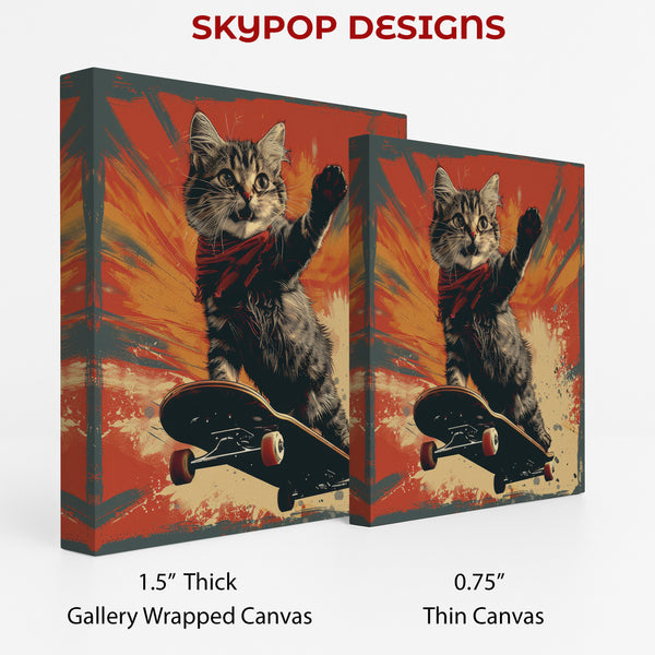 Skateboarding Cat Art - View 2