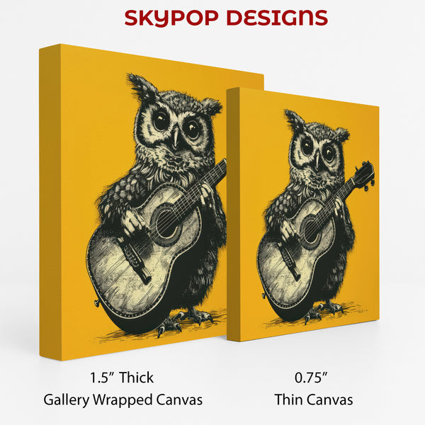 Guitar Playing Owl Art - View 2