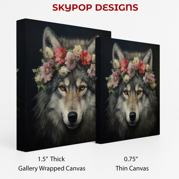 Wolf with Flower Crown Art - View 2