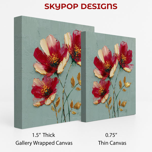 Red Floral Art - View 2