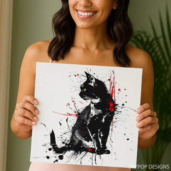 Black Cat Splatter Art - View 3